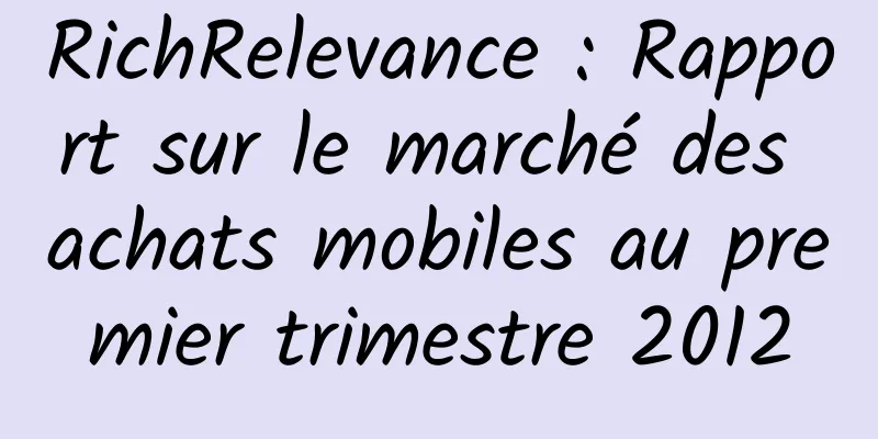 RichRelevance : Rapport sur le marché des achats mobiles au premier trimestre 2012
