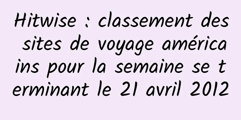 Hitwise : classement des sites de voyage américains pour la semaine se terminant le 21 avril 2012