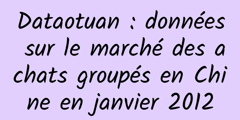 Dataotuan : données sur le marché des achats groupés en Chine en janvier 2012