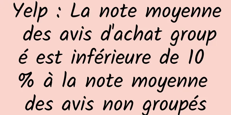 Yelp : La note moyenne des avis d'achat groupé est inférieure de 10 % à la note moyenne des avis non groupés