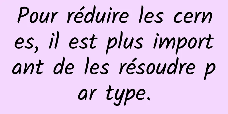Pour réduire les cernes, il est plus important de les résoudre par type.