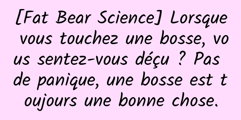 [Fat Bear Science] Lorsque vous touchez une bosse, vous sentez-vous déçu ? Pas de panique, une bosse est toujours une bonne chose.