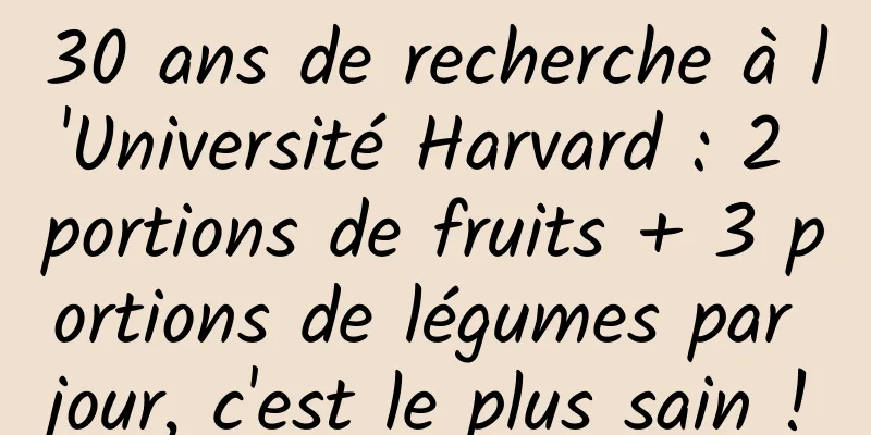 30 ans de recherche à l'Université Harvard : 2 portions de fruits + 3 portions de légumes par jour, c'est le plus sain !