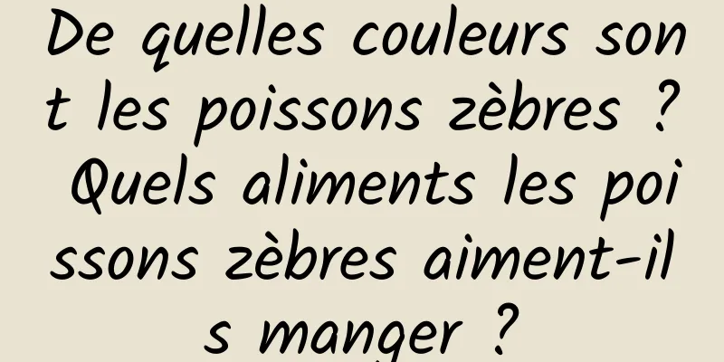 De quelles couleurs sont les poissons zèbres ? Quels aliments les poissons zèbres aiment-ils manger ?