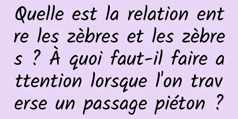 Quelle est la relation entre les zèbres et les zèbres ? À quoi faut-il faire attention lorsque l'on traverse un passage piéton ?