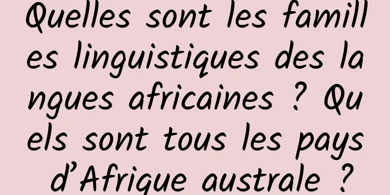 Quelles sont les familles linguistiques des langues africaines ? Quels sont tous les pays d’Afrique australe ?
