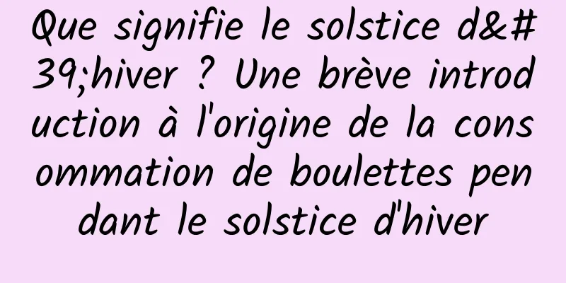 Que signifie le solstice d'hiver ? Une brève introduction à l'origine de la consommation de boulettes pendant le solstice d'hiver