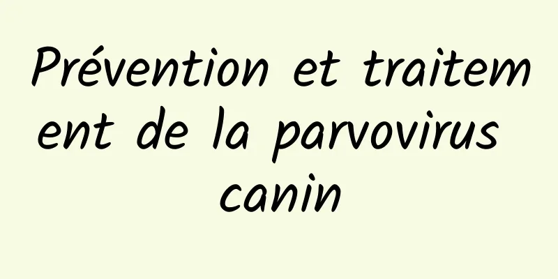 Prévention et traitement de la parvovirus canin