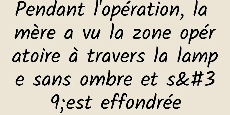 Pendant l'opération, la mère a vu la zone opératoire à travers la lampe sans ombre et s'est effondrée