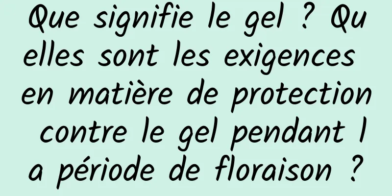 Que signifie le gel ? Quelles sont les exigences en matière de protection contre le gel pendant la période de floraison ?