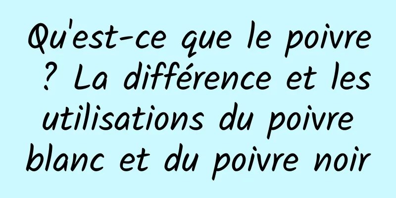 Qu'est-ce que le poivre ? La différence et les utilisations du poivre blanc et du poivre noir