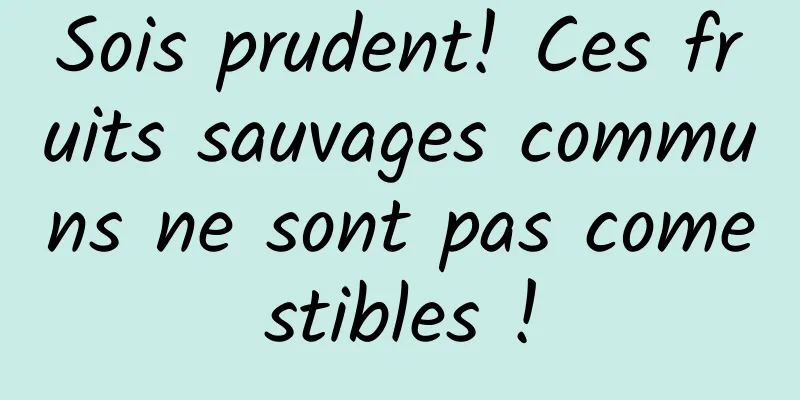 Sois prudent! Ces fruits sauvages communs ne sont pas comestibles !