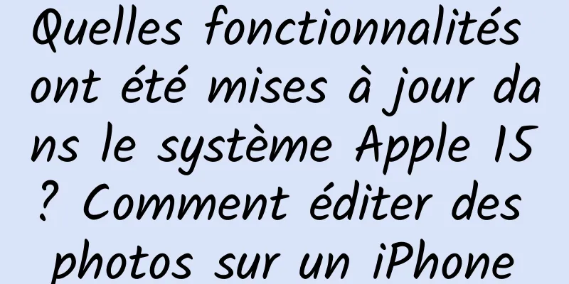 Quelles fonctionnalités ont été mises à jour dans le système Apple 15 ? Comment éditer des photos sur un iPhone