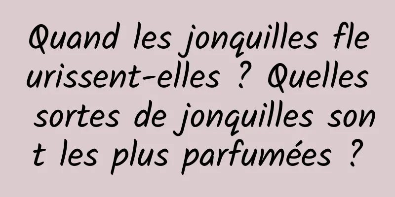Quand les jonquilles fleurissent-elles ? Quelles sortes de jonquilles sont les plus parfumées ?