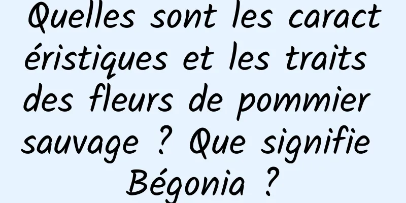 Quelles sont les caractéristiques et les traits des fleurs de pommier sauvage ? Que signifie Bégonia ?