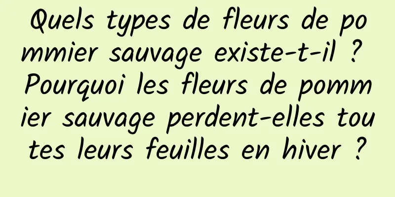 Quels types de fleurs de pommier sauvage existe-t-il ? Pourquoi les fleurs de pommier sauvage perdent-elles toutes leurs feuilles en hiver ?