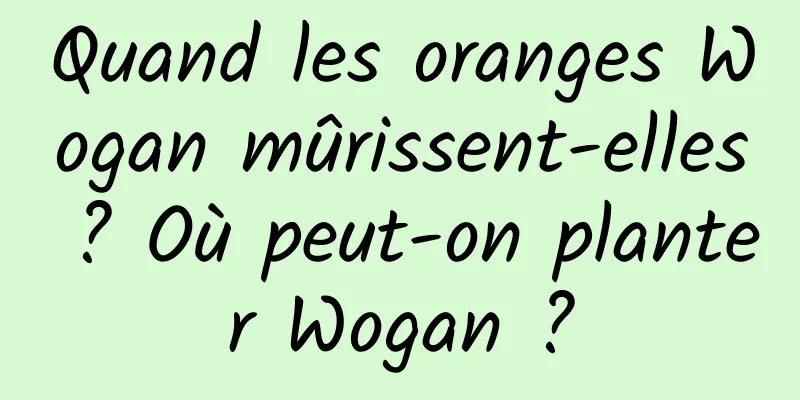 Quand les oranges Wogan mûrissent-elles ? Où peut-on planter Wogan ?