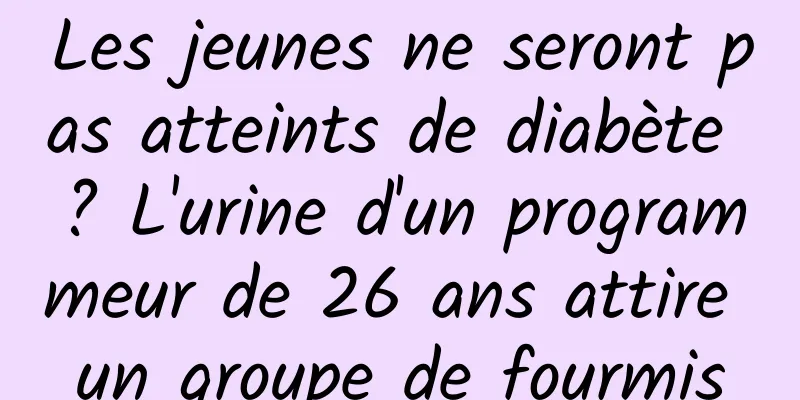 Les jeunes ne seront pas atteints de diabète ? L'urine d'un programmeur de 26 ans attire un groupe de fourmis
