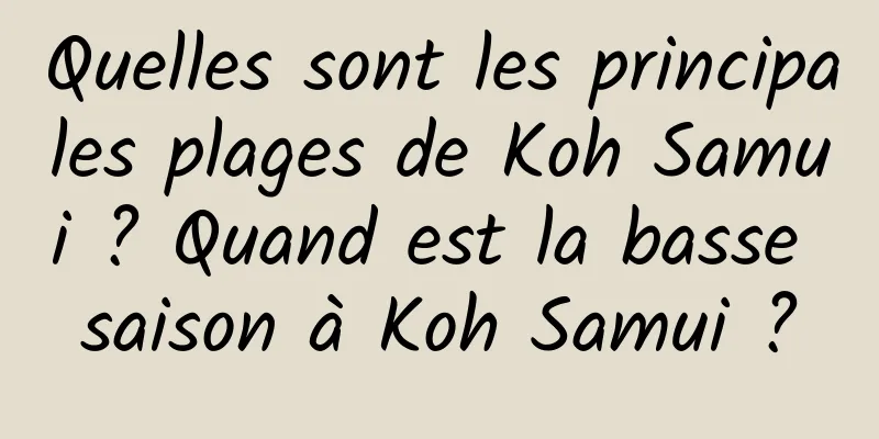 Quelles sont les principales plages de Koh Samui ? Quand est la basse saison à Koh Samui ?