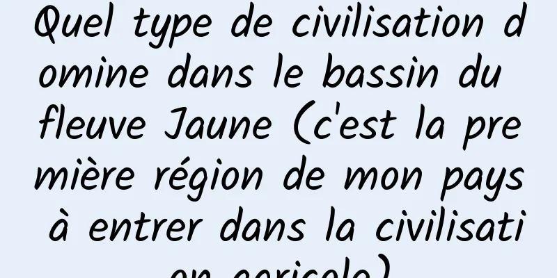 Quel type de civilisation domine dans le bassin du fleuve Jaune (c'est la première région de mon pays à entrer dans la civilisation agricole)