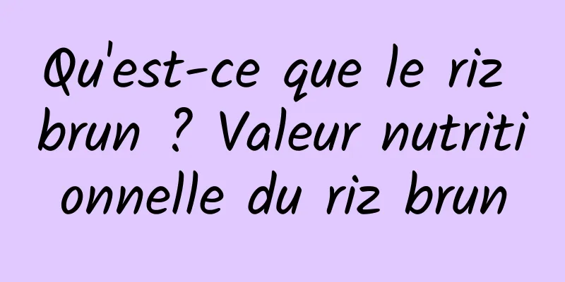 Qu'est-ce que le riz brun ? Valeur nutritionnelle du riz brun