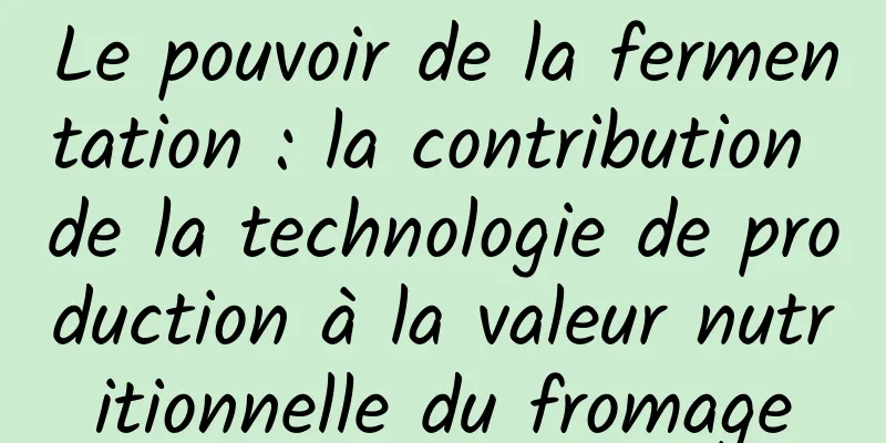 Le pouvoir de la fermentation : la contribution de la technologie de production à la valeur nutritionnelle du fromage