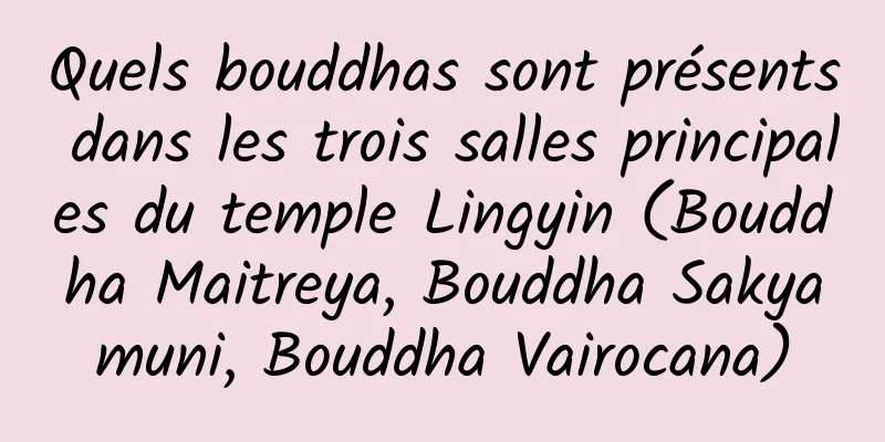 Quels bouddhas sont présents dans les trois salles principales du temple Lingyin (Bouddha Maitreya, Bouddha Sakyamuni, Bouddha Vairocana)