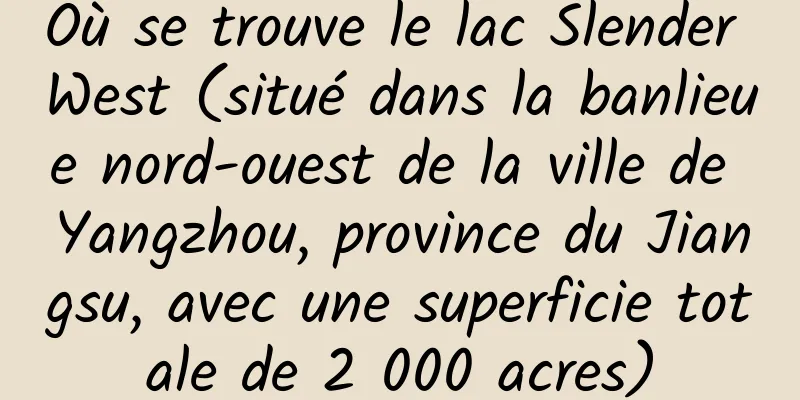 Où se trouve le lac Slender West (situé dans la banlieue nord-ouest de la ville de Yangzhou, province du Jiangsu, avec une superficie totale de 2 000 acres)