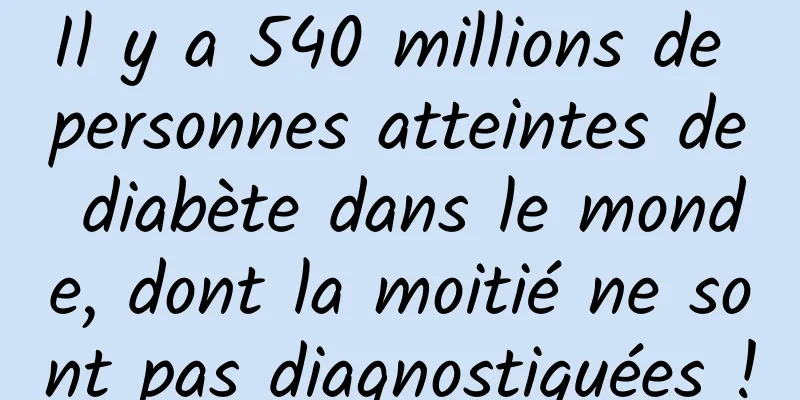 Il y a 540 millions de personnes atteintes de diabète dans le monde, dont la moitié ne sont pas diagnostiquées !