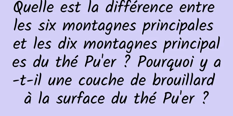 Quelle est la différence entre les six montagnes principales et les dix montagnes principales du thé Pu'er ? Pourquoi y a-t-il une couche de brouillard à la surface du thé Pu'er ?