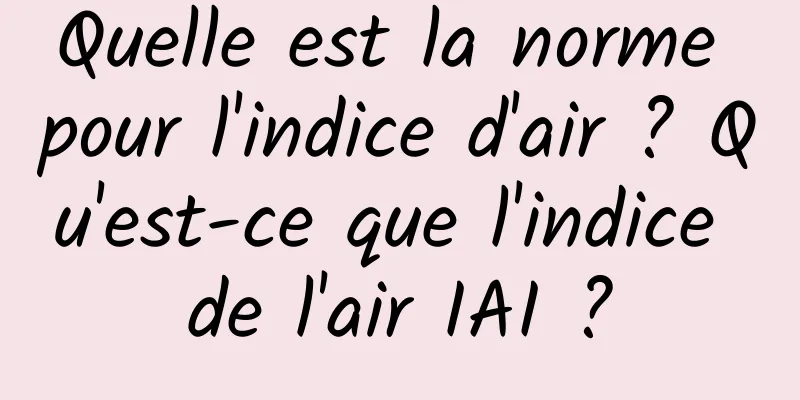 Quelle est la norme pour l'indice d'air ? Qu'est-ce que l'indice de l'air IAI ?