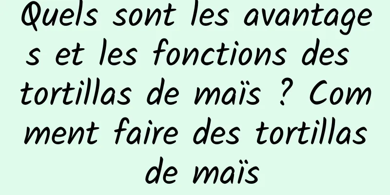 Quels sont les avantages et les fonctions des tortillas de maïs ? Comment faire des tortillas de maïs