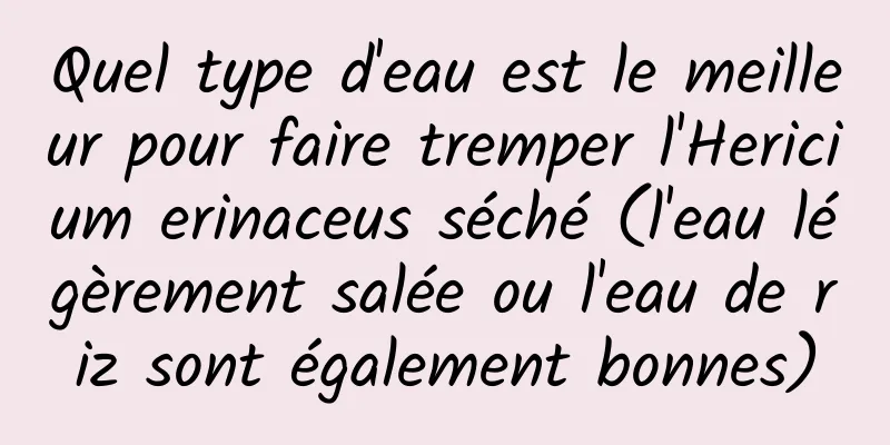 Quel type d'eau est le meilleur pour faire tremper l'Hericium erinaceus séché (l'eau légèrement salée ou l'eau de riz sont également bonnes)