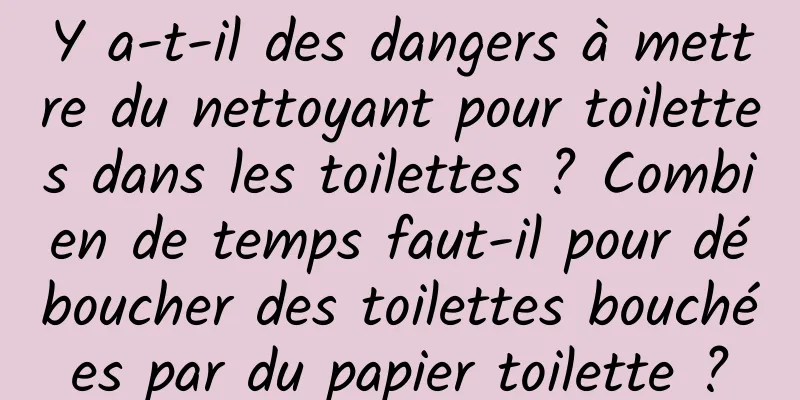 Y a-t-il des dangers à mettre du nettoyant pour toilettes dans les toilettes ? Combien de temps faut-il pour déboucher des toilettes bouchées par du papier toilette ?