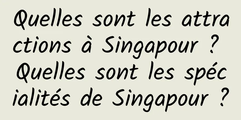 Quelles sont les attractions à Singapour ? Quelles sont les spécialités de Singapour ?