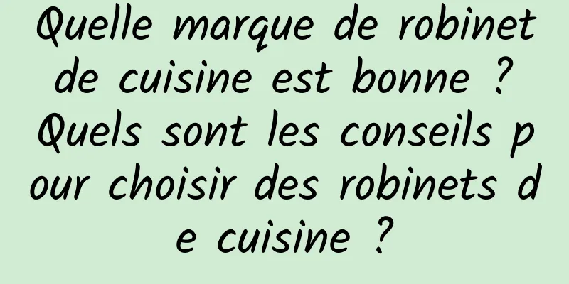 Quelle marque de robinet de cuisine est bonne ? Quels sont les conseils pour choisir des robinets de cuisine ?