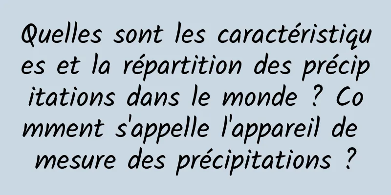 Quelles sont les caractéristiques et la répartition des précipitations dans le monde ? Comment s'appelle l'appareil de mesure des précipitations ?