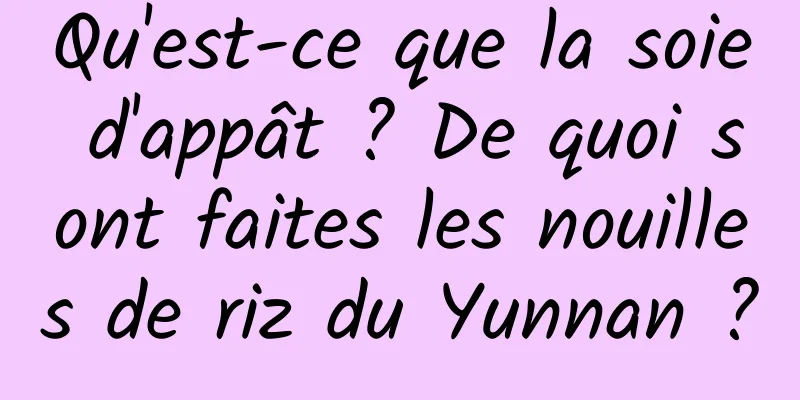 Qu'est-ce que la soie d'appât ? De quoi sont faites les nouilles de riz du Yunnan ?