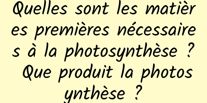 Quelles sont les matières premières nécessaires à la photosynthèse ? Que produit la photosynthèse ?