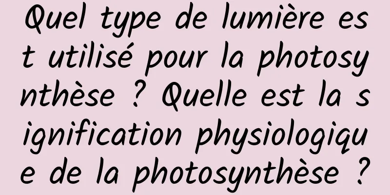 Quel type de lumière est utilisé pour la photosynthèse ? Quelle est la signification physiologique de la photosynthèse ?