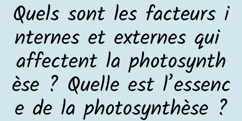 Quels sont les facteurs internes et externes qui affectent la photosynthèse ? Quelle est l’essence de la photosynthèse ?