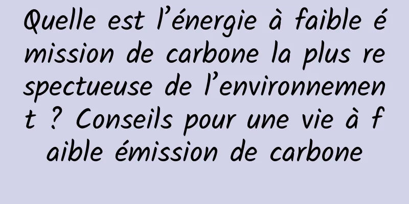 Quelle est l’énergie à faible émission de carbone la plus respectueuse de l’environnement ? Conseils pour une vie à faible émission de carbone