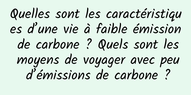 Quelles sont les caractéristiques d’une vie à faible émission de carbone ? Quels sont les moyens de voyager avec peu d’émissions de carbone ?
