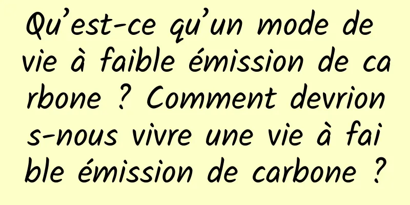 Qu’est-ce qu’un mode de vie à faible émission de carbone ? Comment devrions-nous vivre une vie à faible émission de carbone ?