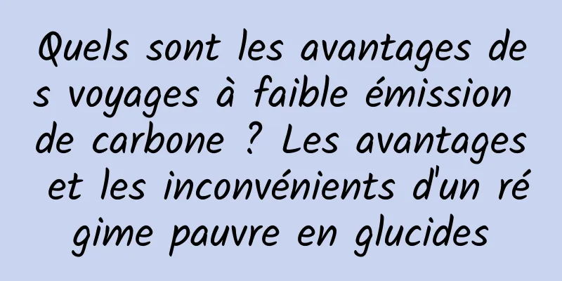 Quels sont les avantages des voyages à faible émission de carbone ? Les avantages et les inconvénients d'un régime pauvre en glucides