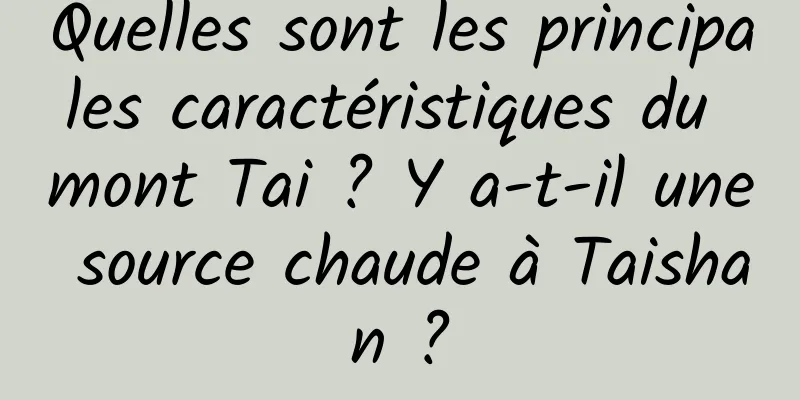 Quelles sont les principales caractéristiques du mont Tai ? Y a-t-il une source chaude à Taishan ?