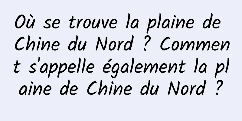Où se trouve la plaine de Chine du Nord ? Comment s'appelle également la plaine de Chine du Nord ?