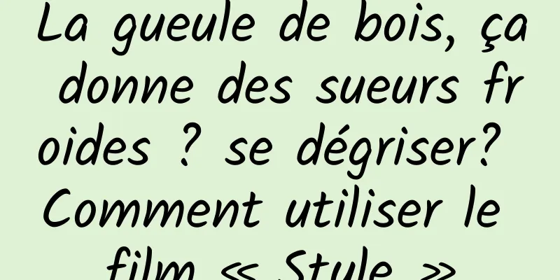 La gueule de bois, ça donne des sueurs froides ? se dégriser? Comment utiliser le film « Style »
