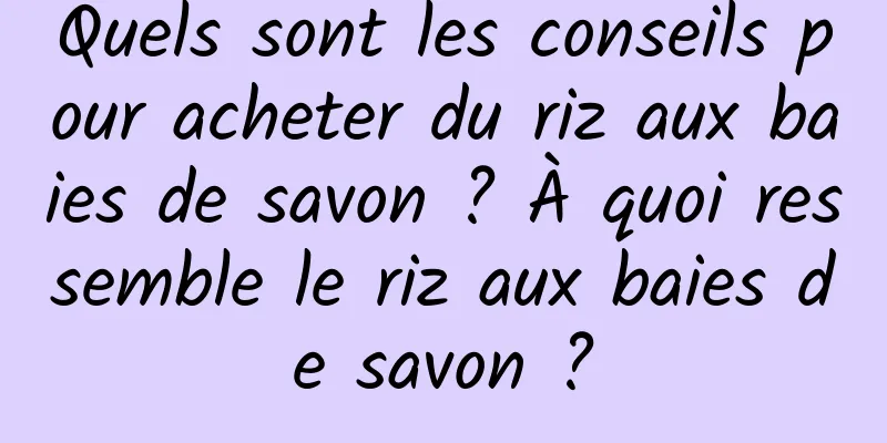 Quels sont les conseils pour acheter du riz aux baies de savon ? À quoi ressemble le riz aux baies de savon ?