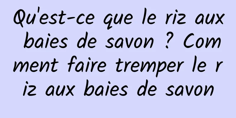 Qu'est-ce que le riz aux baies de savon ? Comment faire tremper le riz aux baies de savon